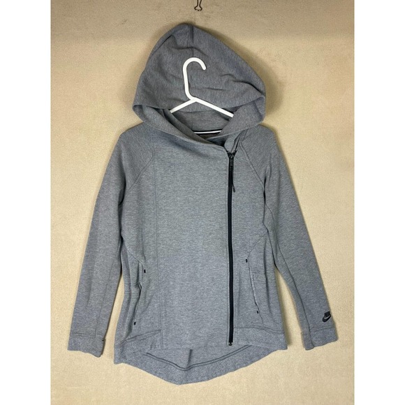 Nike‎ Hoodie Adult Small Gray Tech Fleece Oversized Full-Zip Cape Womens - Picture 1 of 13